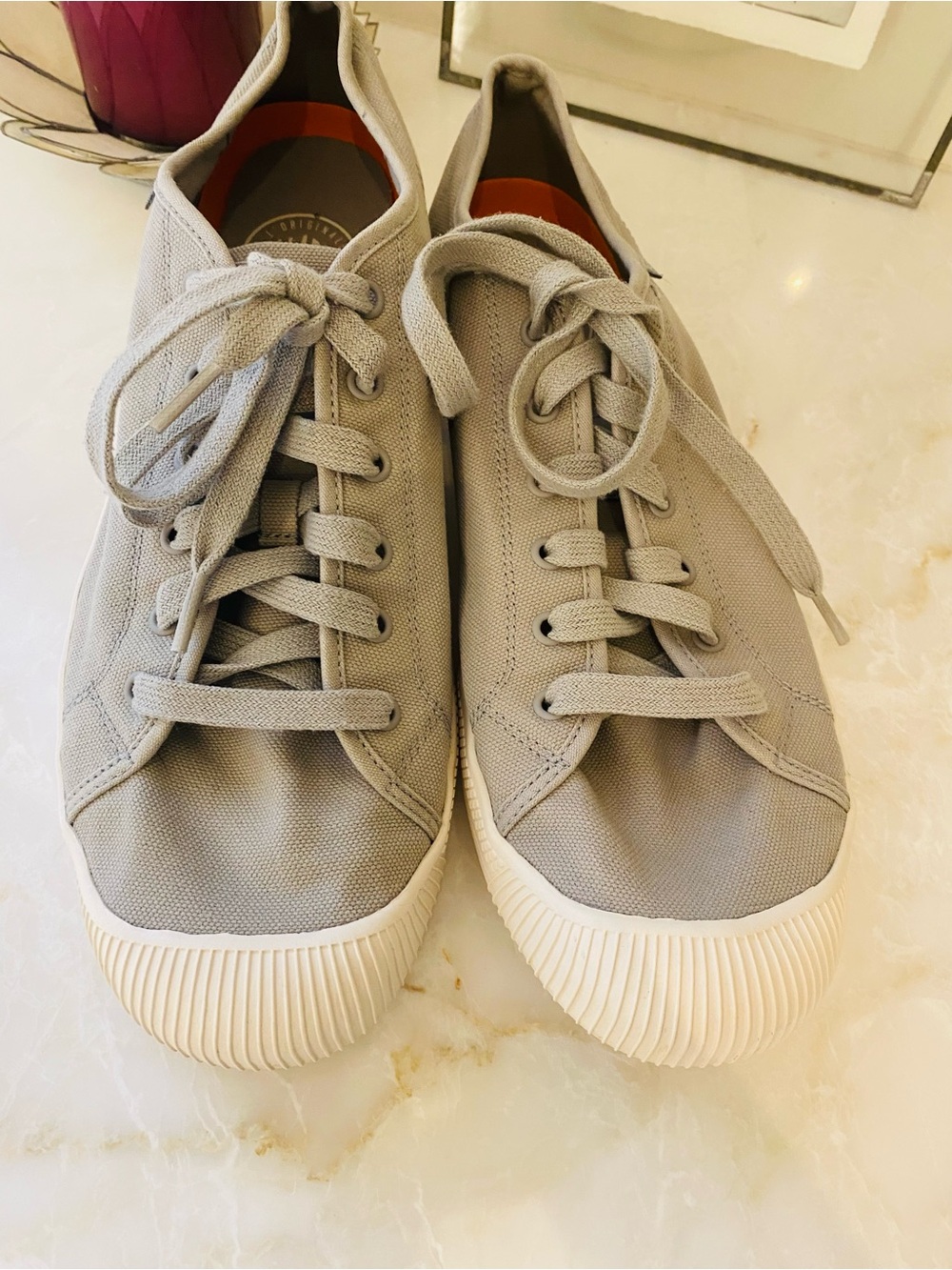 Palladium Light Gray Low-Top Canvas Sneakers